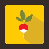 Fresh radish with leaves icon in flat style vector