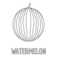 Watermelon icon, outline style. vector