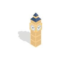 Big Ben icon, isometric 3d style vector