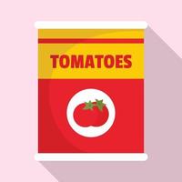 icono de lata de tomates, estilo plano vector