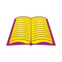 Open book with text icon, cartoon style vector