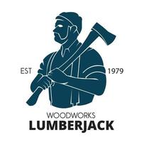 Lumberjack service logo design with axe in retro style, perfect for wood cutting service company logo and t shirt design vector