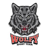Aggressive wolf face vector illustration, suitable for t shirt design and sports team mascot logo