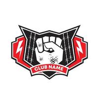 Fighting Hand icon and barbed wire vector illustration, perfect for martial art sport club and gym logo design