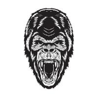 ilustración de vector de cara de gorila enojado en estilo dibujado a mano, bueno para diseño de camiseta y diseño de logotipo de mascota de equipo deportivo