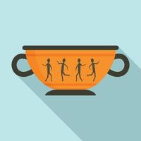 Greek ancient bowl icon, flat style vector