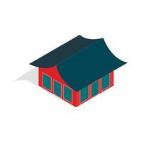 Traditional korean house icon, isometric 3d style vector