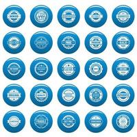 Vintage badges and labels vector icons set blue, simple style