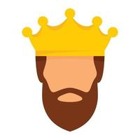 corona, rey, icono, plano, estilo vector