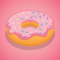 Pink donut icon, isometric style vector