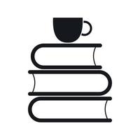 Stack of books and white cup icon vector