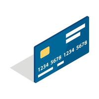 Bank card icon, isometric 3d style vector