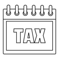 icono de impuestos de calendario, estilo de contorno vector