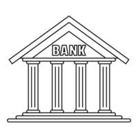 Bank icon, outline style vector