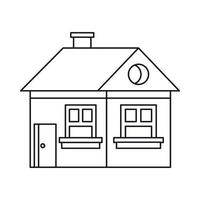 Cottage with a chimney icon, outline style vector