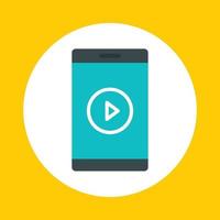 Smartphone video play icon, flat style vector