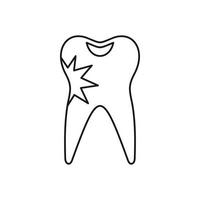 Cracked tooth icon, outline style vector
