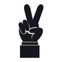 Hand with victory sign icon, simple style vector