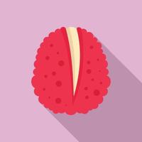 Diet lychees icon, flat style vector