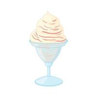 helado blanco con salsa en un icono de tazón vector