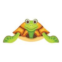 Sitting turtle icon, cartoon style vector