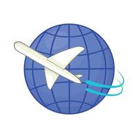 Flights around the world icon, cartoon style vector