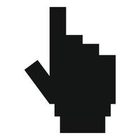 icono de píxel de cursor de mano, estilo negro simple vector