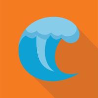 Wave water scene icon, flat style vector