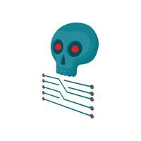 cpu con un icono de calavera, estilo de dibujos animados vector