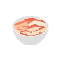 Fish fillet in a bowl icon, isometric 3d style vector
