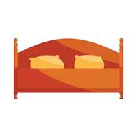Wood double bed icon, cartoon style vector