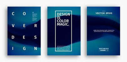 Cover design template with blue gradient. Wave vector illustration. Gradient mesh poster abstract background. Fluid banner design.