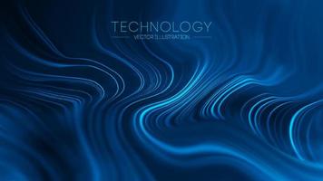 Technology blue wave vector. Technological background abstract connected wave. Digital waves abstract sea. Blur technology background led fibers. Vector illustration.