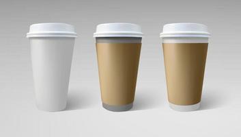 Coffee cups mock up isolated on white background. EPS 10 vector