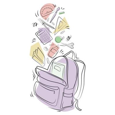 Open School Bag Cartoon Graphic