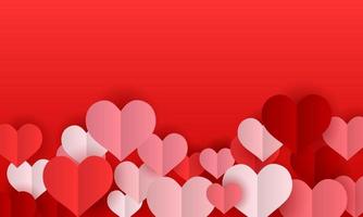 Valentines day background with paper hearts. V vector