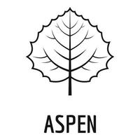 Aspen leaf icon, simple black style vector