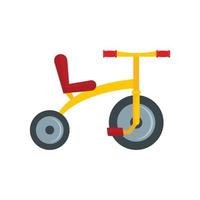 Yellow tricycle icon, flat style vector