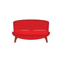 Red tuxedo sofa icon, flat style vector