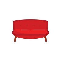 Red tuxedo sofa icon, flat style vector