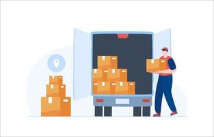 Delivery truck. Parcel delivery service by van. vector
