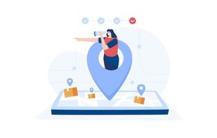 Delivery tracking. Track parcels on smartphone as a platform. Illustration vector