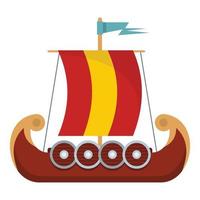 Pirate ship icon, flat style vector