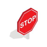 Red traffic stop sign icon, isometric 3d style vector
