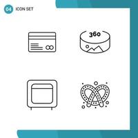 4 Line concept for Websites Mobile and Apps card money payments bank bake Editable Vector Design Elements