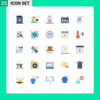 Universal Icon Symbols Group of 25 Modern Flat Colors of novel sound playing football piano user Editable Vector Design Elements