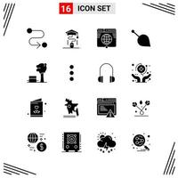 16 Icons Solid Style Grid Based Creative Glyph Symbols for Website Design Simple Solid Icon Signs Isolated on White Background 16 Icon Set Creative Black Icon vector background