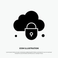 Internet Cloud Lock Security solid Glyph Icon vector