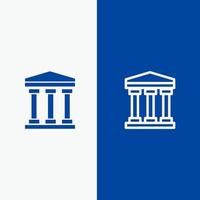 banco de usuario línea de efectivo y glifo icono sólido banner azul línea y glifo icono sólido banner azul vector
