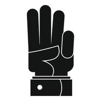 icono de mano tres, estilo negro simple vector